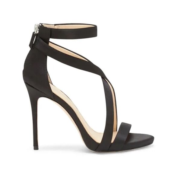 Black satin Imagine Vince Camuto Devin Platform Sandal size 6 - Picture 2 of 9